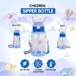 Transparent Water Bottle 600ml with Strap for Kids School- Pack of 2 (Blue & Green) - Image 5