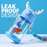 Transparent Water Bottle 600ml with Strap for Kids School- Pack of 2 (Blue & Green) - Image 6
