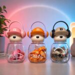 Water Bottle,Toy,Cartoon Bear Shaped For School,Picnic,Play,Travel, Straw & Handle, Leakproof Drinking Bottle for Boys & Girls, Cute Teddy Transparent Bottle Play