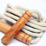 Wooden Jumping Skipping Rope | Unisex | Brown Handle | White Rope | Exercise & Fitness & Workout |