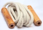 Wooden Jumping Skipping Rope | Unisex | Brown Handle | White Rope | Exercise & Fitness & Workout | - Image 2