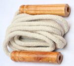 Wooden Jumping Skipping Rope | Unisex | Brown Handle | White Rope | Exercise & Fitness & Workout | - Image 3