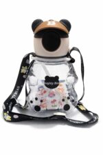 Water Bottle 750ml - Sipper with Straw and Carry Strap Leakproof School Water Bottle, Cute Panda Design (Brown)