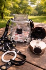 Water Bottle 750ml - Sipper with Straw and Carry Strap Leakproof School Water Bottle, Cute Panda Design (Brown) - Image 2
