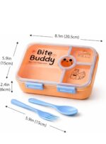Bite Buddy 4-Compartment Lunch Box for Adults & Kids – Leak Proof Bento Lunch Box, Odor-Free Food Grade Container, 1000ml with Spoon & Fork |( Multiple Colors Available) - Image 3