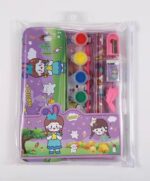 9-Piece Kids Stationery Kit – Cute Pencil Box Set with Pencils, Ruler, Drawing Book, Eraser, Sharpener, Water Colours & Transparent Pouch for Girls & Boys (Pack of 1) - Image 4