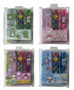 9-Piece Kids Stationery Kit – Cute Pencil Box Set with Pencils, Ruler, Drawing Book, Eraser, Sharpener, Water Colours & Transparent Pouch for Girls & Boys (Pack of 1) - Image 5