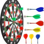 17 Dartboard Kit - 6 Soft Darts,Family Fun Games,Birthday/Christmas Gifts for Children Adults 14-inch Multi Color