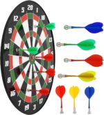 17 Dartboard Kit - 6 Soft Darts,Family Fun Games,Birthday/Christmas Gifts for Children Adults 14-inch Multi Color
