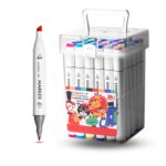 Artists 48pcs Double Tipped Broad Chisel & Fine Alcohol-based Art Supplies Marker Set for Kids Adults Coloring Illustration Great Value Pack for Students' Art Class with Better Designed Grip